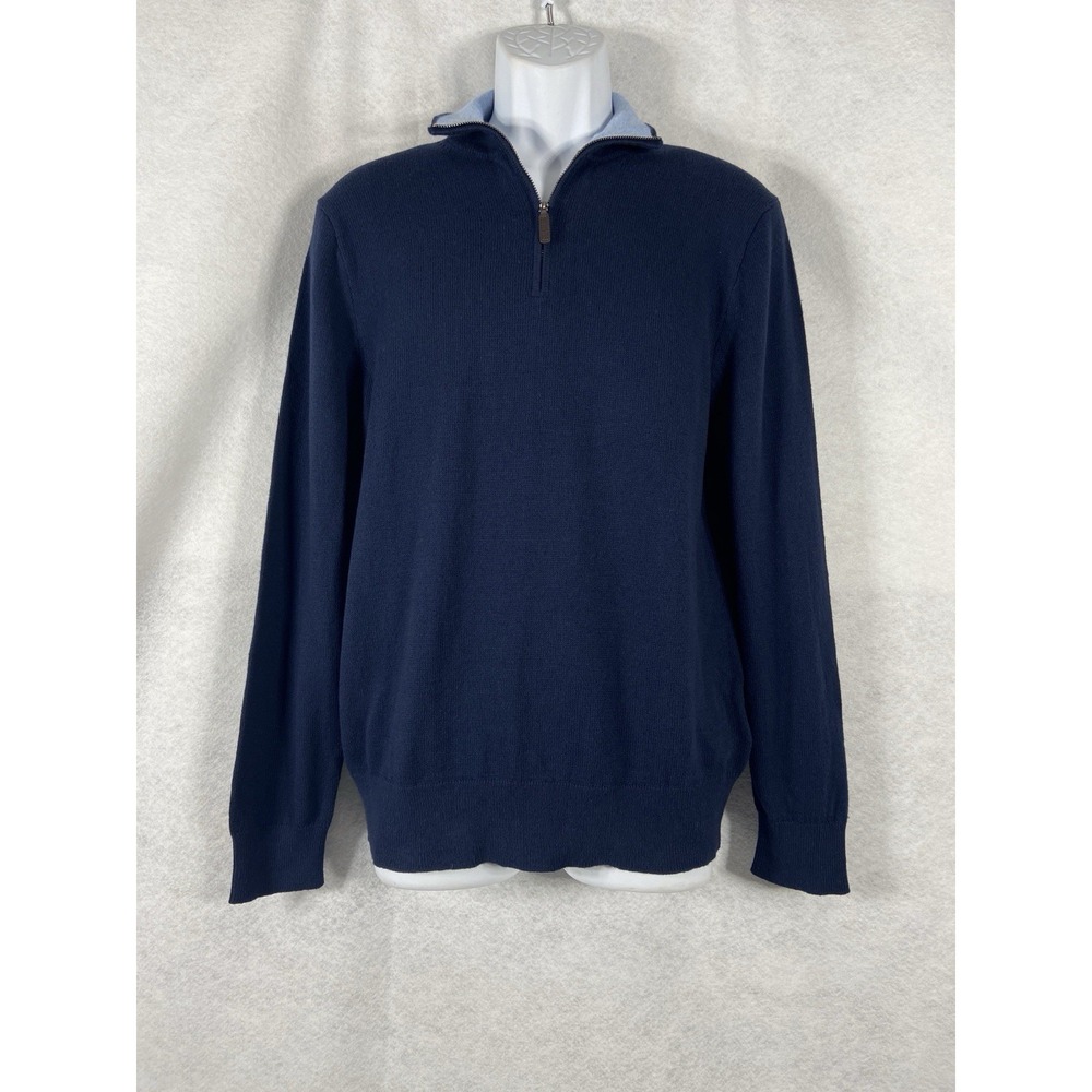 J.Crew Sweater Men's Medium Blue 1/4 Zip Mock Neck 100% Cotton Long Sleeve New